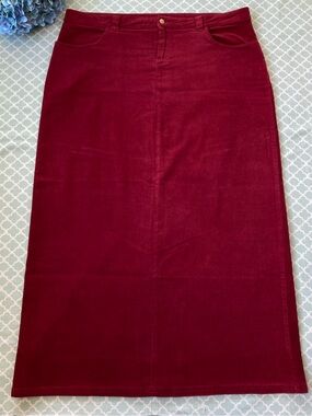 Inherit Gwen Thin Whale Burgundy Corduroy Long Skirt 20